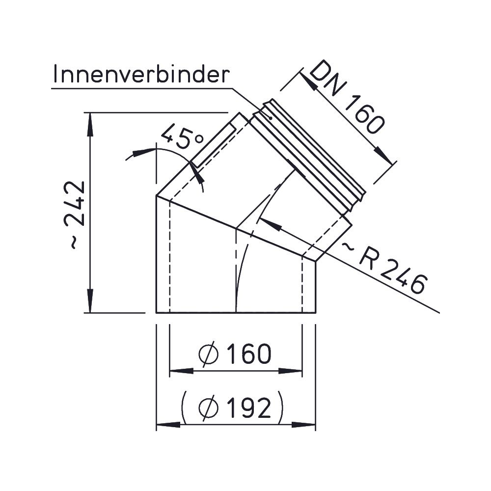 Helios IP-B 160/45 IsoPipe 45 Grad Bogen mit Innenverbinder, EPE, Brandklasse B1... HELIOS-09449 4010184094494 (Abb. 2)