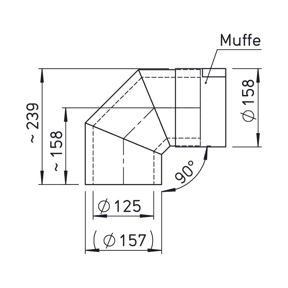 Helios IP-B 125/90 IsoPipe 90 Grad Bogen mit Muffe, EPE, Brandklasse B1... HELIOS-09398 4010184093985 (Abb. 2)