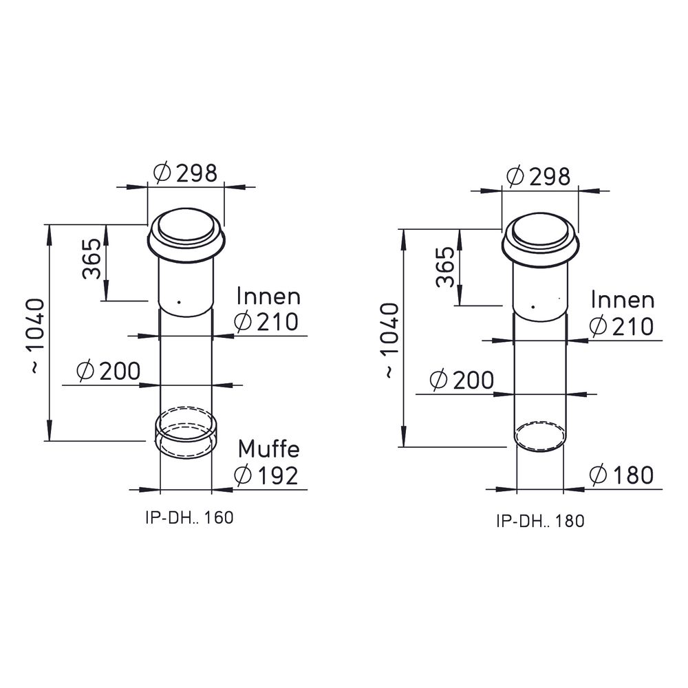Helios IP-DHS 160, 180 IsoPipe Dachdurchführung für IP-Rohr DN 160,180, verzinkt, Schwarz... HELIOS-03542 4010184035428 (Abb. 2)