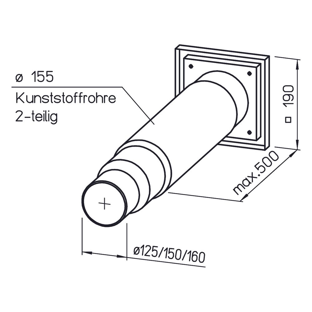 Helios TMK 125/150 Teleskop-Mauerkasten für Wanddurchführung, mit Stufenstutzen DN 125/15... HELIOS-00845 4010184008453 (Abb. 2)