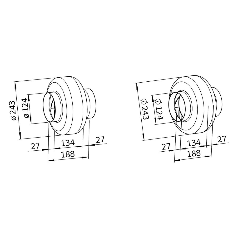 Helios RR EC 125 Radial-Rohrventilator EC, 1-PH 230V regelbar, DN 125, 570m3/h, 100W... HELIOS-05789 4010184057895 (Abb. 2)