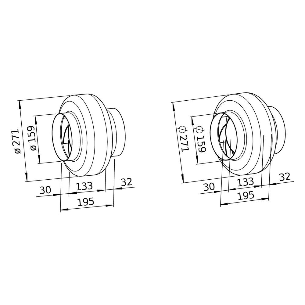 Helios RR EC 160 Radial-Rohrventilator EC, 1-PH 230V regelbar, DN 160, 650m3/h, 100W... HELIOS-05785 4010184057857 (Abb. 2)