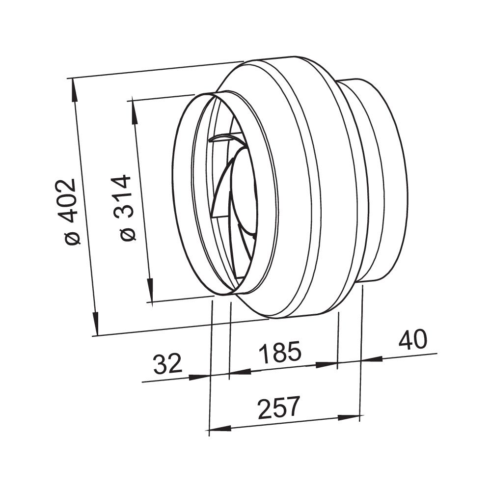 Helios Radial-Rohrventilator RR EC 315 A EC, regelbar, 1.910m3/h, 220kW, 1-PH 230V, DN 31... HELIOS-05788 4010184057888 (Abb. 2)