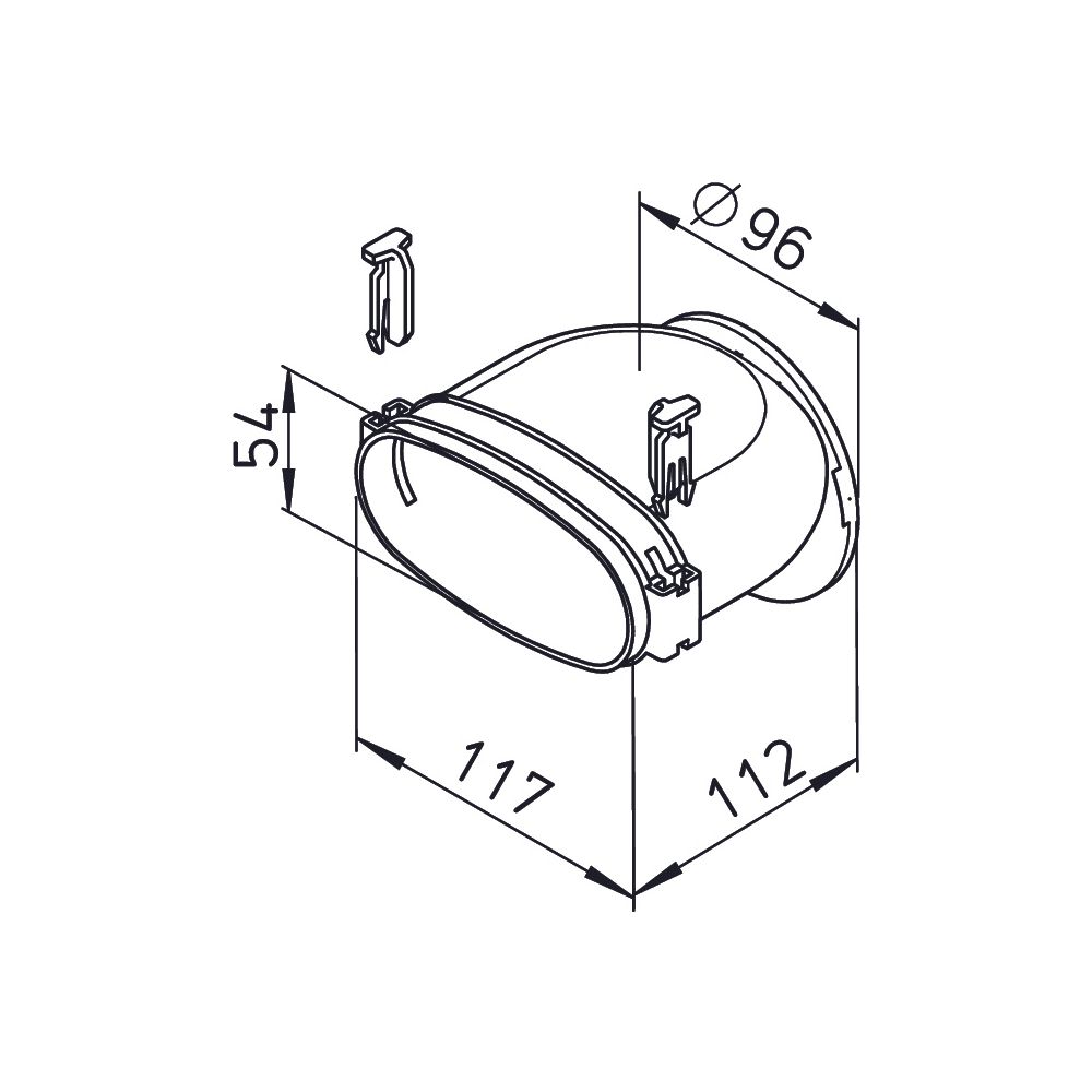 Helios FRS-ES 51 FlexPipe Einzelstutzen oval 51mm mit Bajonett-Verschluss für Blechteile... HELIOS-03851 4010184038511 (Abb. 2)