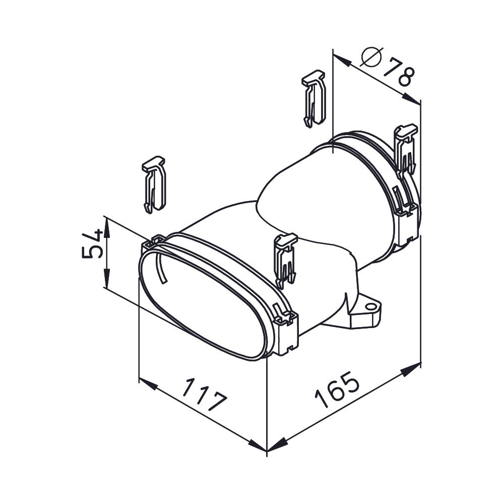Helios FRS-ÜG 51-75 FlexPipe Übergang Gerade von Rohr oval 51mm auf rund DN 75... HELIOS-03861 4010184038610 (Abb. 2)