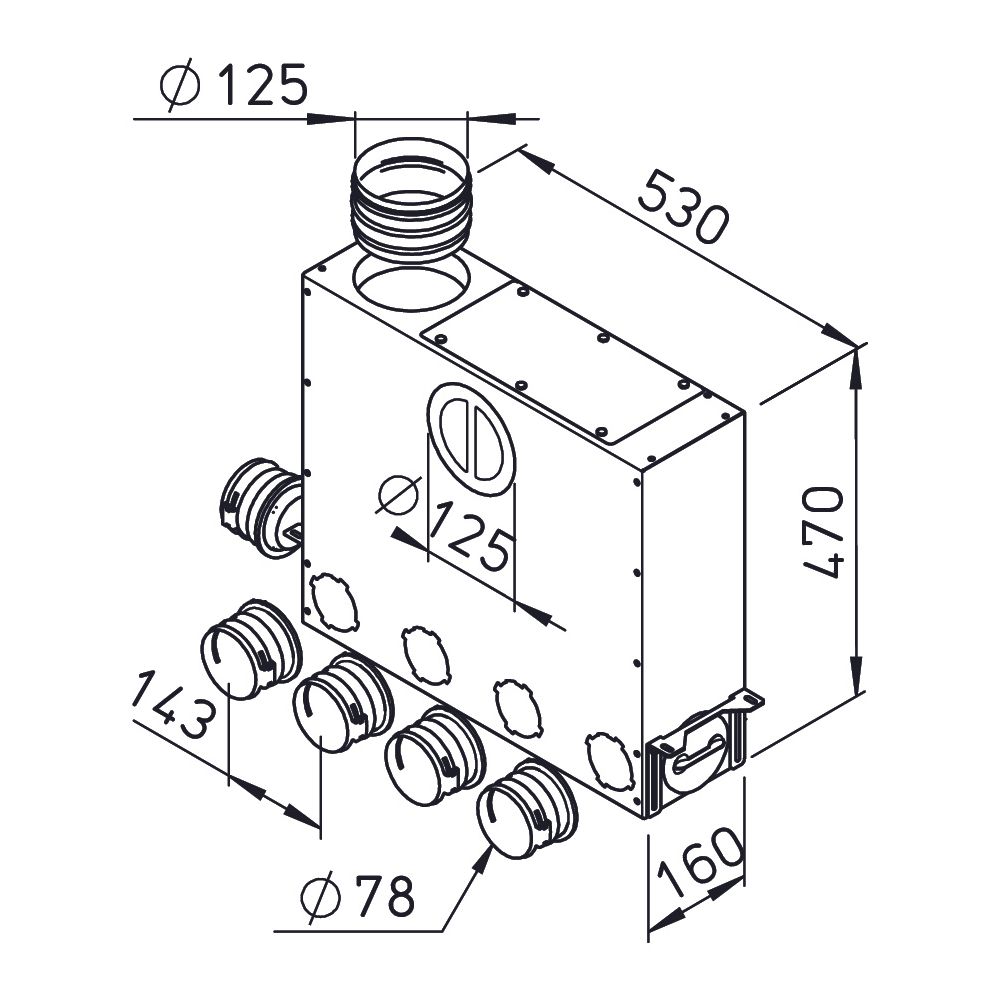 Helios FRS-MVK 4 und 1-75/125 FlexPipe Multi-Verteilerkasten 5 Einzelstutzen rund DN 75, ... HELIOS-03843 4010184038436 (Abb. 2)