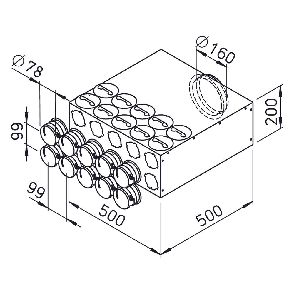 Helios FRS-VK 10-75/160 FlexPipe Verteilerkasten 10 Einzelstutzen, rund DN 75, Anschluss ... HELIOS-03847 4010184038474 (Abb. 2)