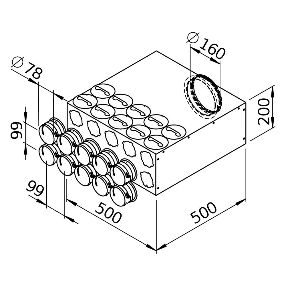 Helios FlexPipe Verteilerkasten FRS-VK 10-75/160, 10 Einzelstutzen, rund DN 75, Anschluss... HELIOS-03847 4010184038474 (Abb. 4)