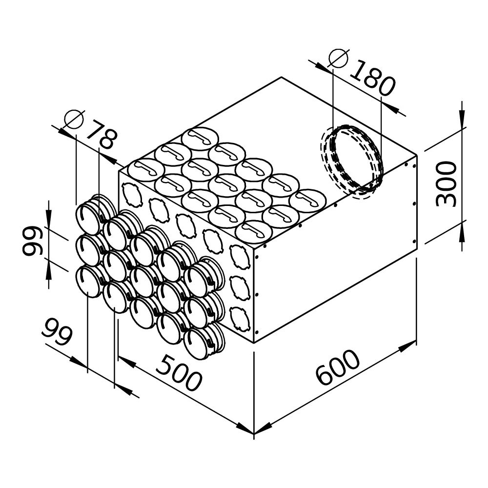 Helios FlexPipe Verteilerkasten FRS-VK 15-75/180, 15 Einzelstutzen rund DN 75, Anschluss ... HELIOS-03848 4010184038481 (Abb. 4)