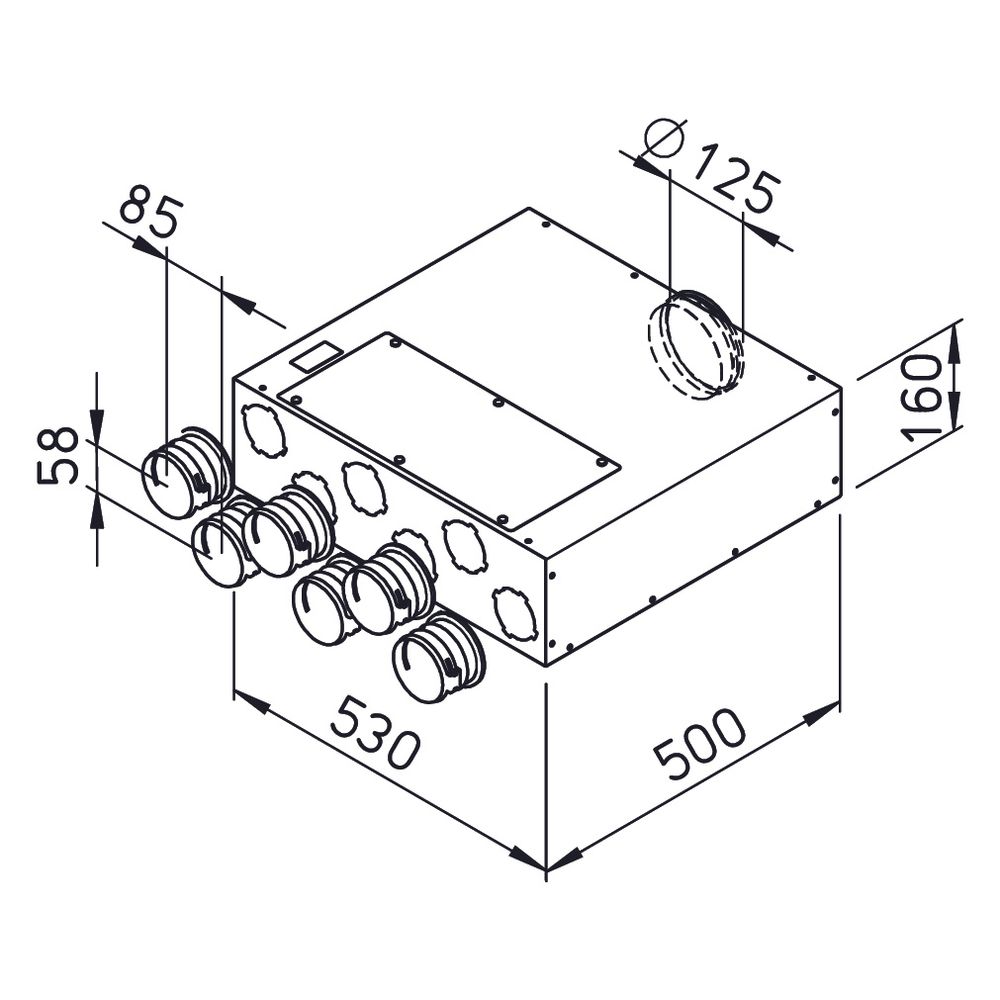 Helios FRS-FVK 6-75/125 FlexPipe Flach-Verteilerkasten, 6 Einzelstutzen rund DN 75, Ansch... HELIOS-03845 4010184038450 (Abb. 2)
