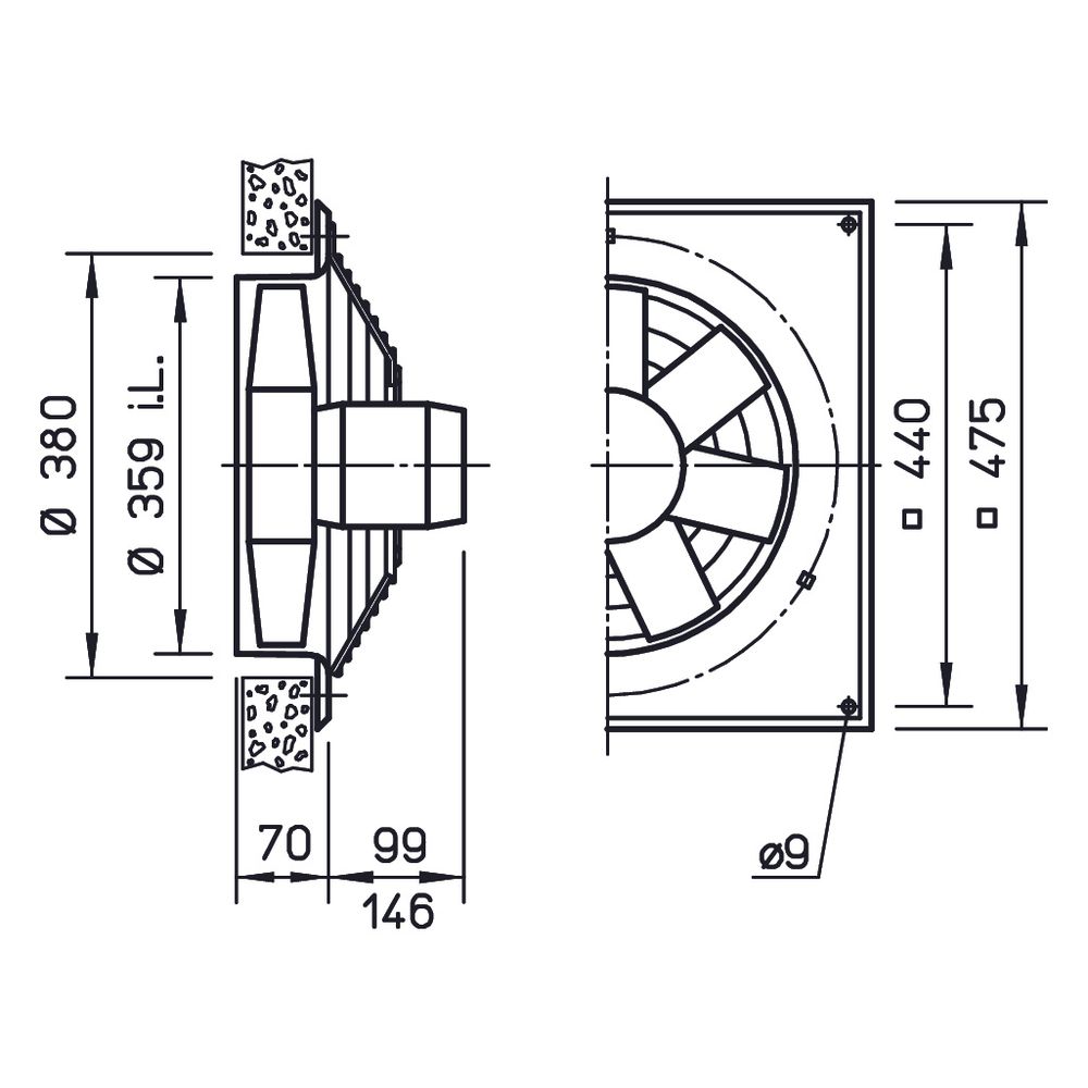 Helios HQW EC 355 B Axial-Hochleistungsventilator 1-PH 230V regelbar, 4200m3/h, 320W... HELIOS-04919 4010184049197 (Abb. 2)