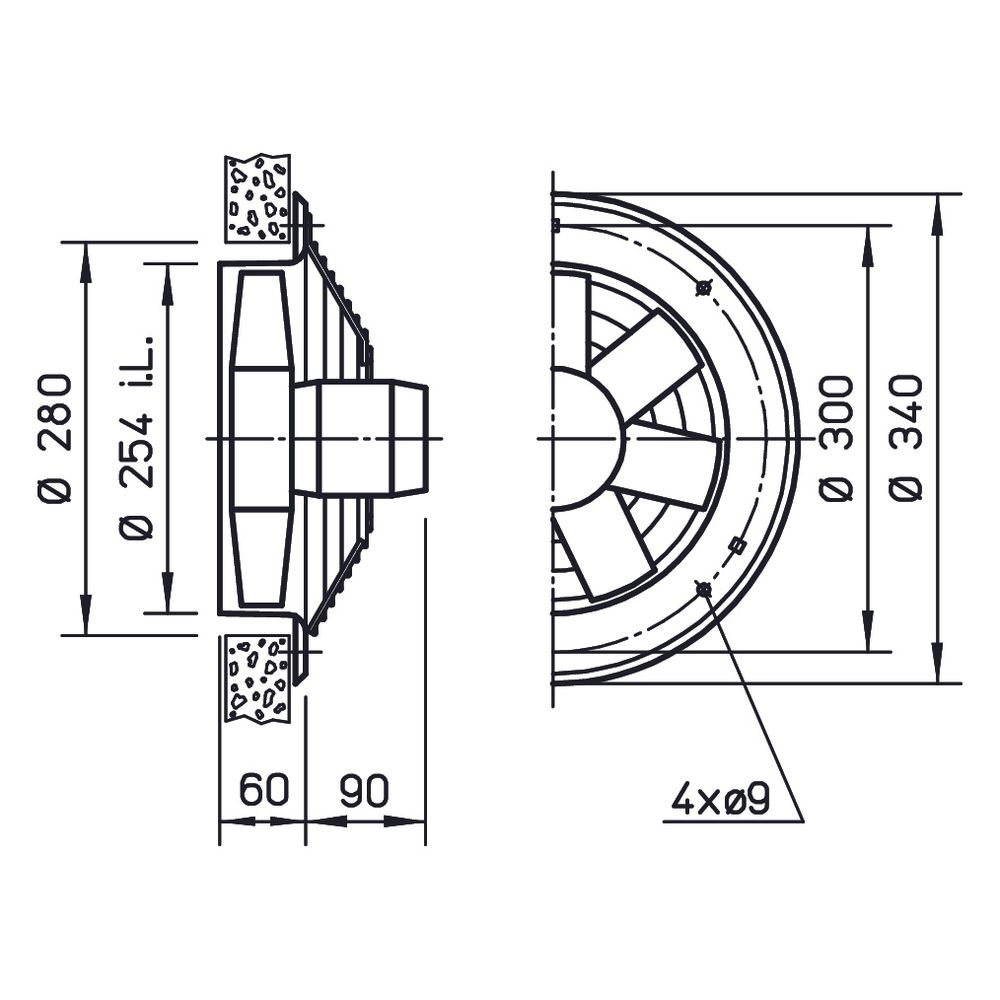 Helios HWW EC 250 A Axial-Hochleistungsventilator 1-PH 230V regelbar, 1970m3/h, 125W... HELIOS-04823 4010184048237 (Abb. 2)
