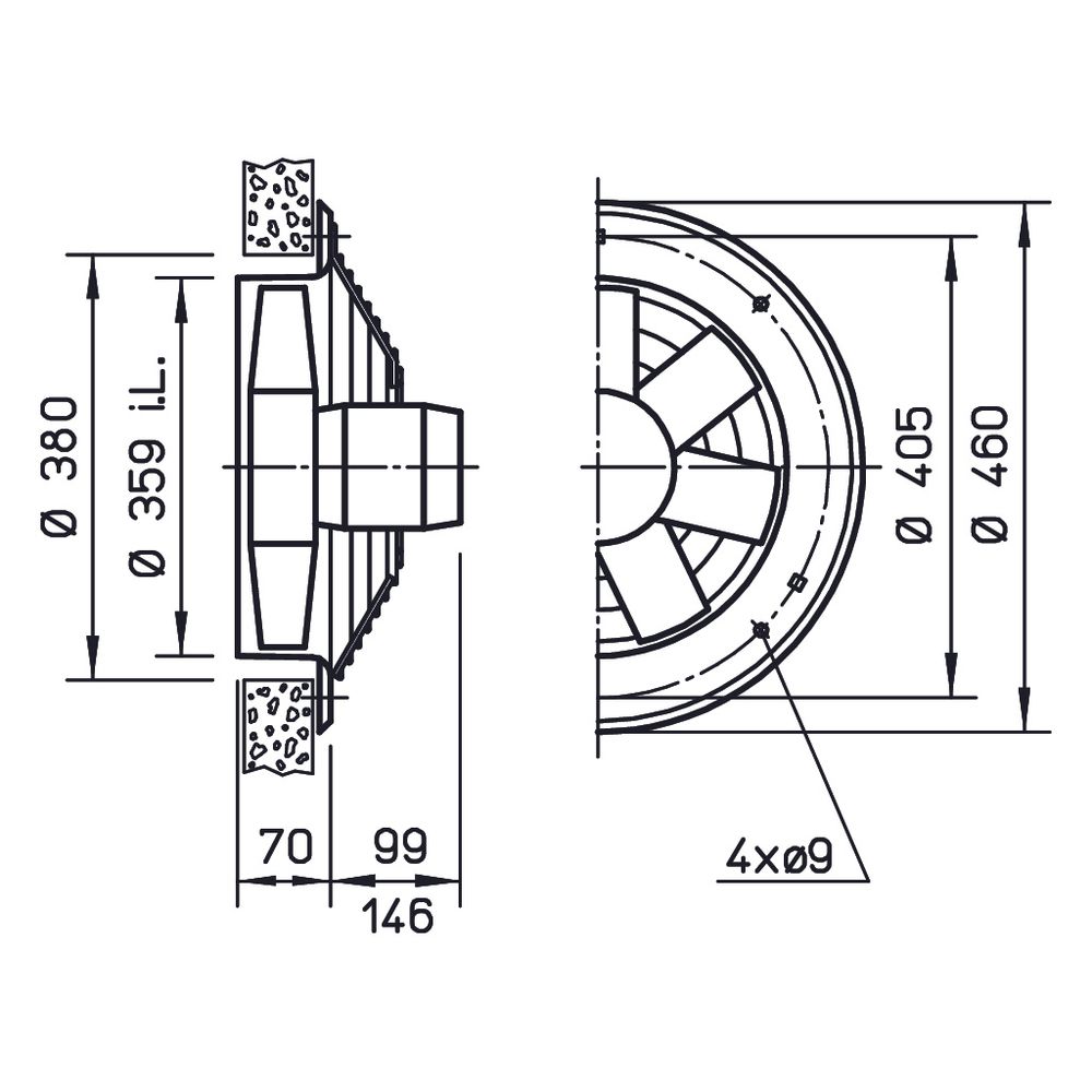 Helios HWW EC 355 B Axial-Hochleistungsventilator 1-PH 230V regelbar, 4200m3/h, 320W... HELIOS-04920 4010184049203 (Abb. 2)