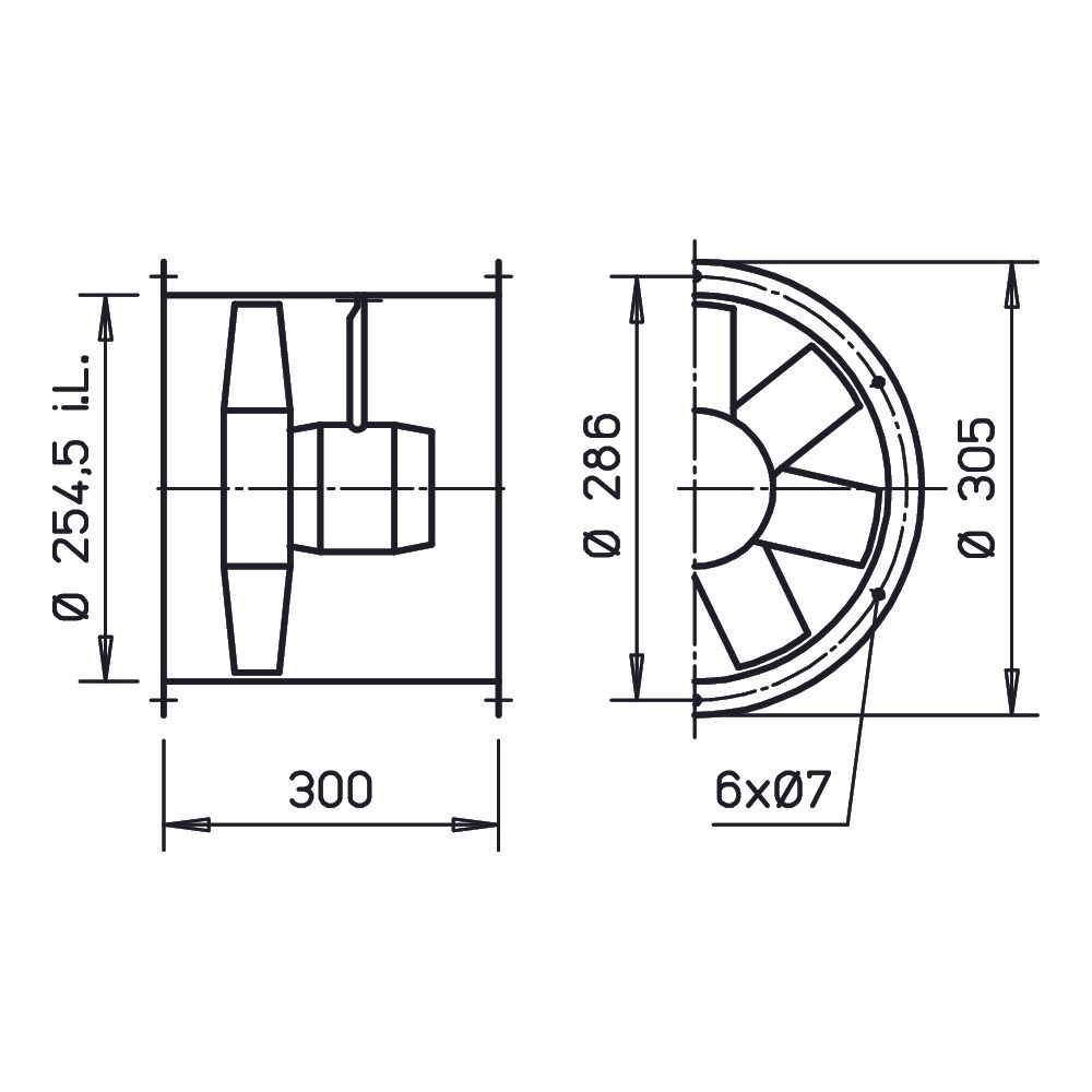 Helios HRFW EC 250 A Axial-Hochleistungsventilator 1-PH 230V regelbar, 1970m3/h, 125W... HELIOS-04824 4010184048244 (Abb. 2)