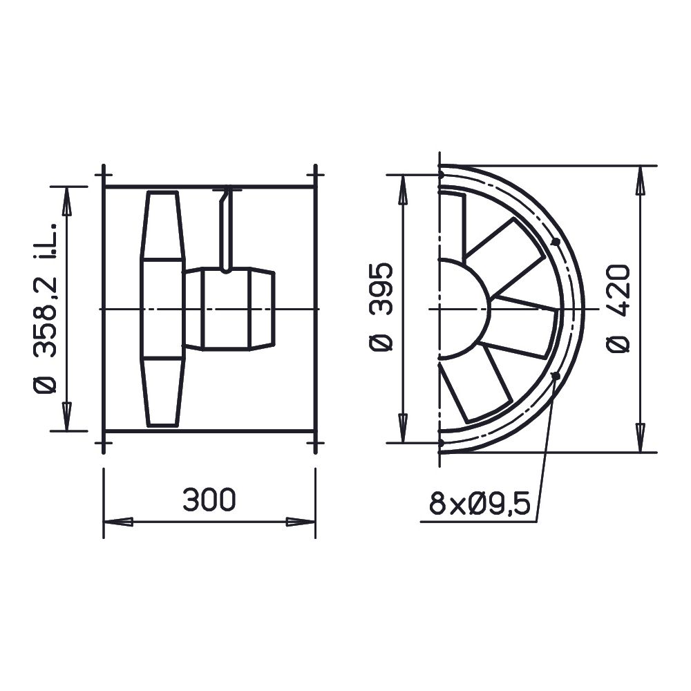 Helios HRFW EC 355 B Axial-Hochleistungsventilator 1-PH 230V regelbar, 4200m3/h, 320W... HELIOS-04921 4010184049210 (Abb. 2)