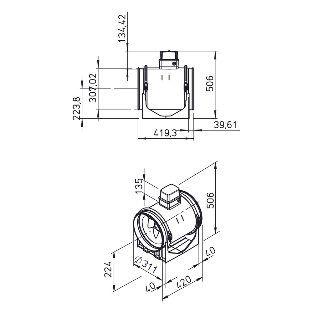 Helios Multivent-Rohrventilator MV EC 315, EC 1-PH 230V regelbar, 2.620m3/h, 268W, DN 315... HELIOS-06036 4010184060369 (Abb. 2)