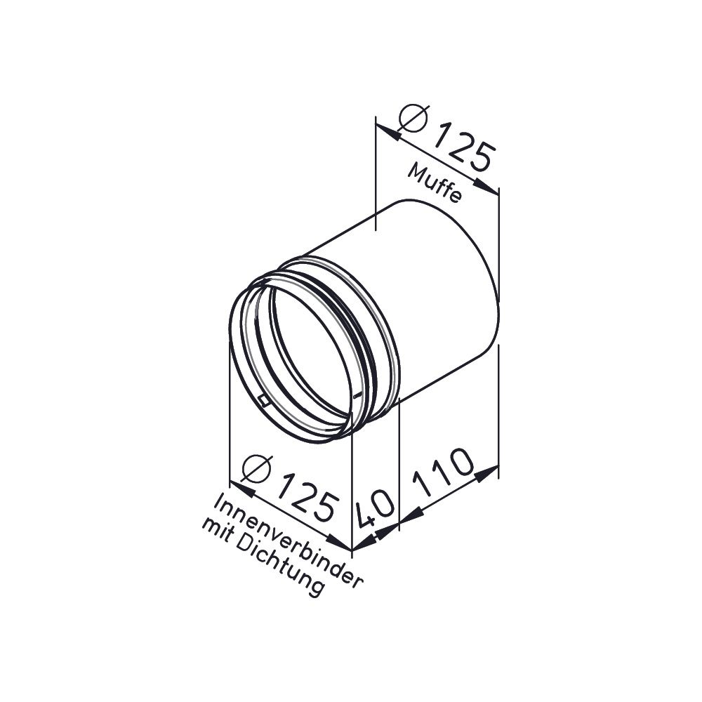 Helios FRS-VV125 FlexPipe Verlängerung Ventilanschluss, DN 125 mit Dichtung... HELIOS-03906 4010184039068 (Abb. 2)