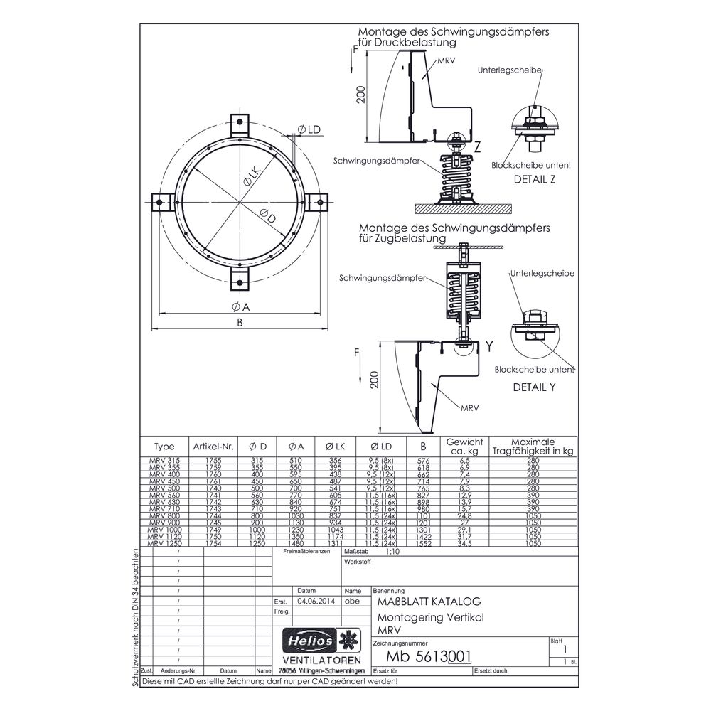 Helios MRV 560 Montagering für Ventilatoren zur vertikalen Befestigung DN 560, geschraubt... HELIOS-01741 4010184017417 (Abb. 2)