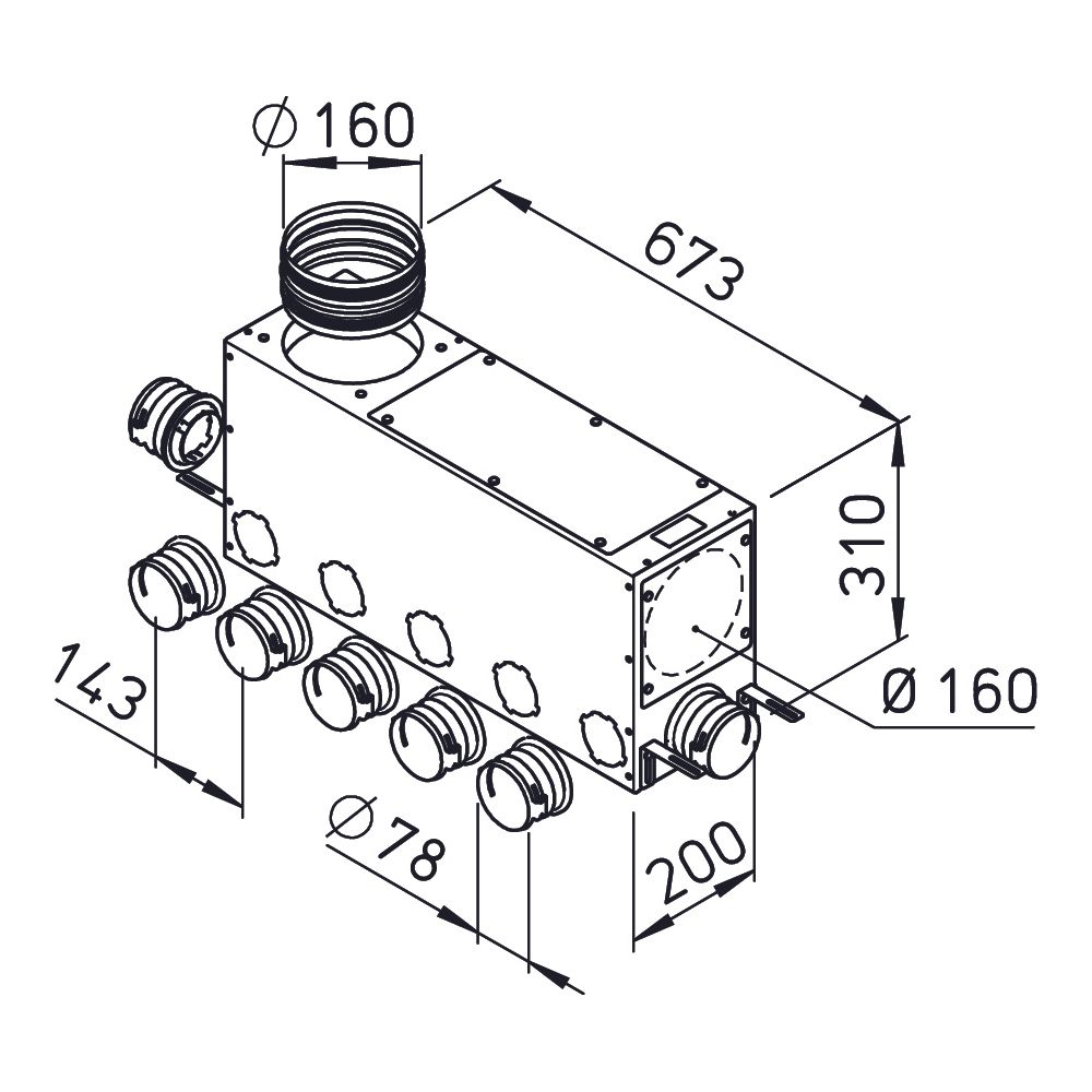 Helios FRS-MVK 5 und 2-75/160 FlexPipe Multi-Verteilerkasten 7 Einzelstutzen rund DN 75, ... HELIOS-03836 4010184038368 (Abb. 2)