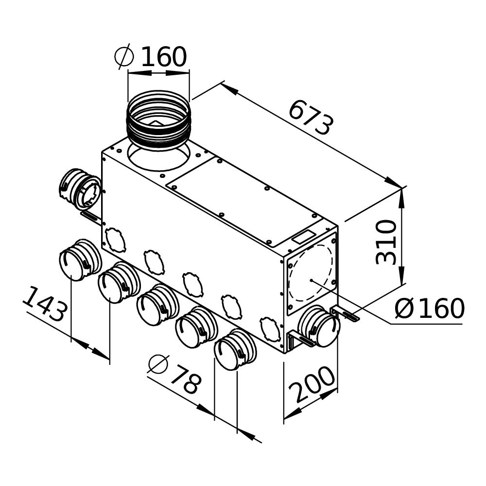 Helios FlexPipe Multi-Verteilerkasten FRS-MVK 5 und 2-75/160, 7 Einzelstutzen rund DN 75,... HELIOS-03836 4010184038368 (Abb. 3)