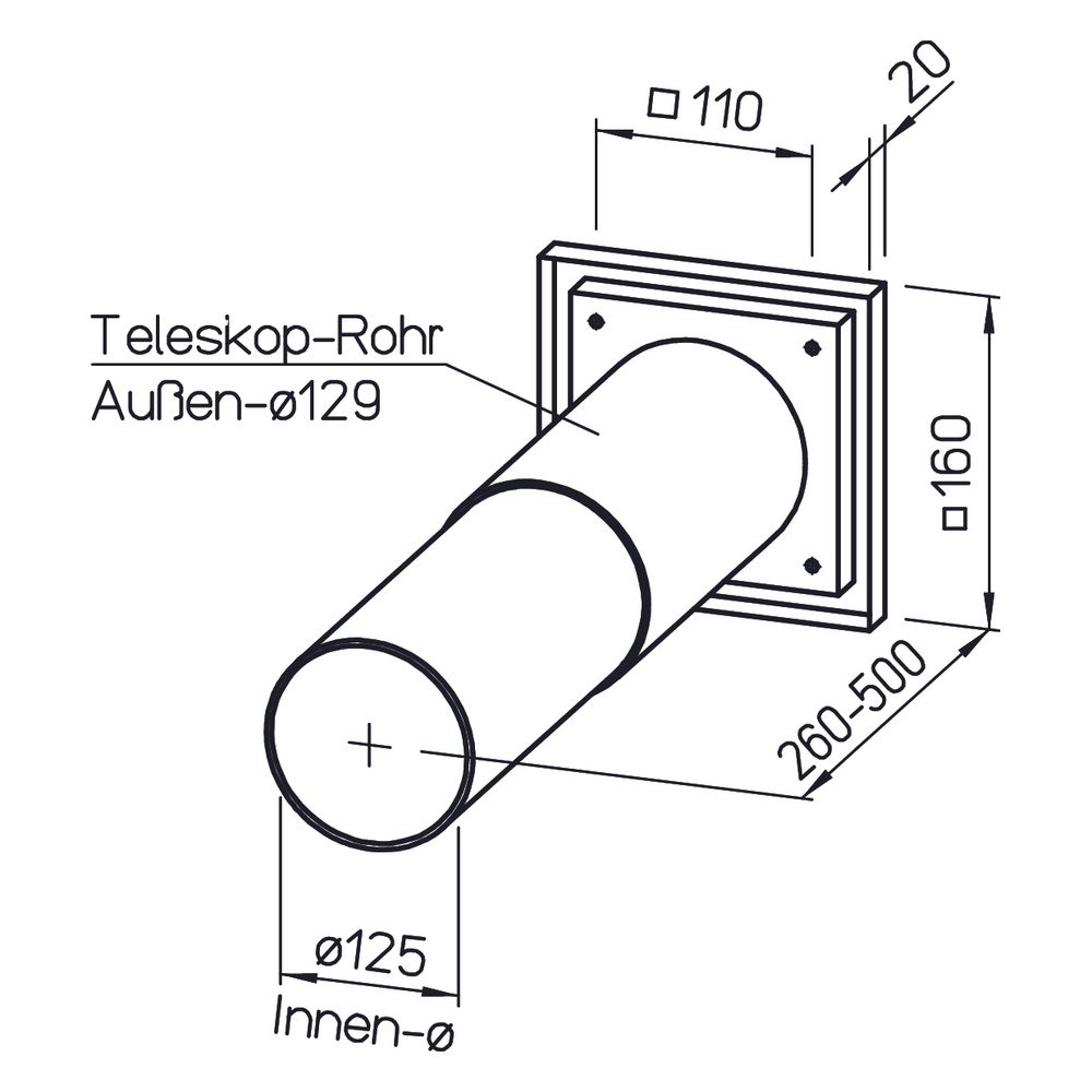 Helios WES 120 Wandeinbausatz DN 125 für UP-Einbau von 260 bis 500mm, Kunststoff... HELIOS-00486 4010184004868 (Abb. 2)