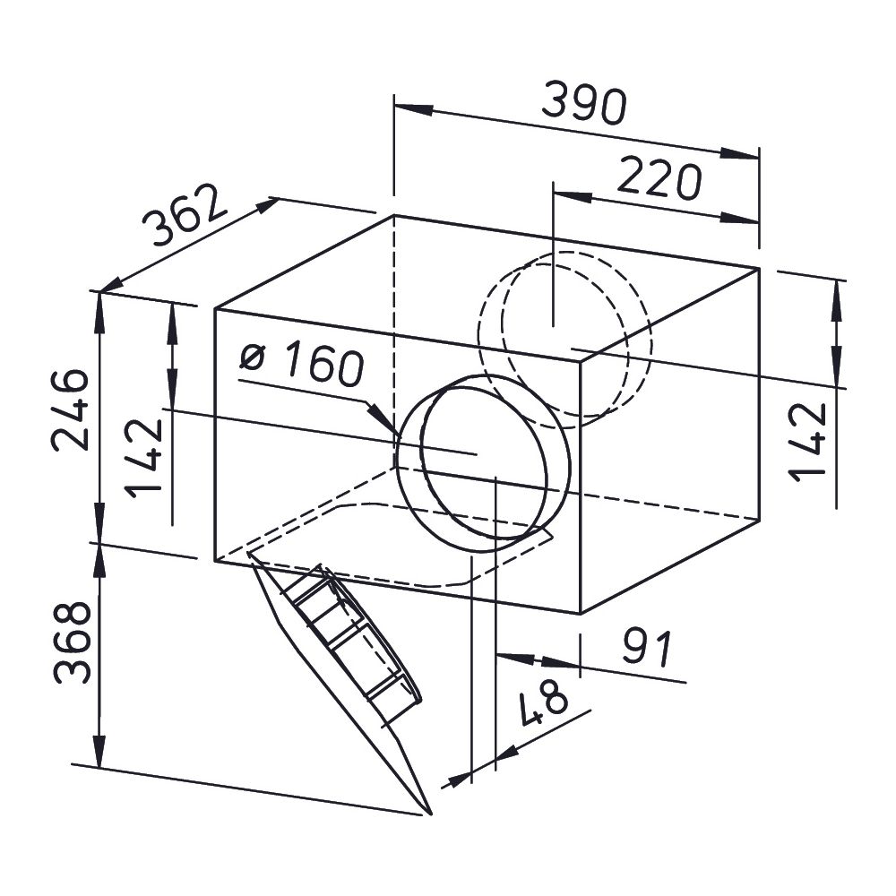 Helios SVS 160 L SlimVent schallgedämpfter Radialventilator mit Rohranschluss DN 160, 390... HELIOS-02653 4010184026532 (Abb. 2)