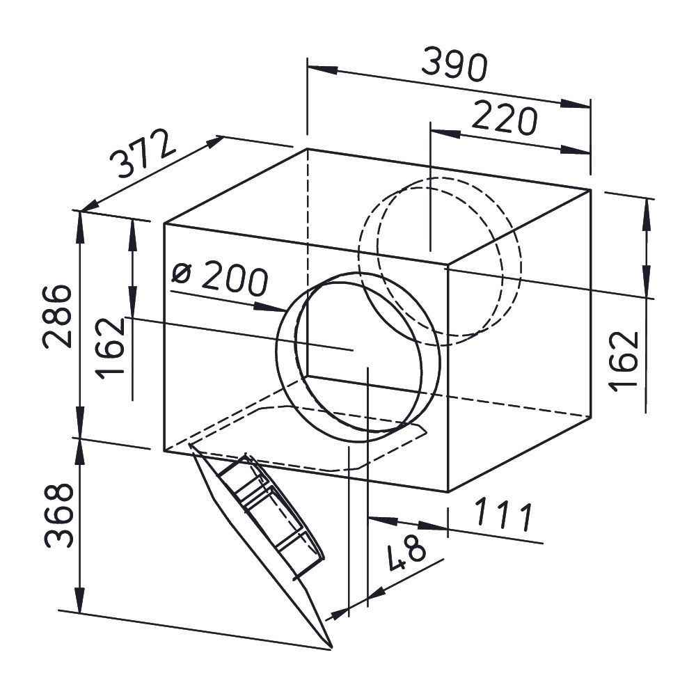 Helios SVS 200 K SlimVent schallgedämpfter Radialventilator mit Rohranschluss DN 200, 940... HELIOS-00132 4010184001324 (Abb. 2)