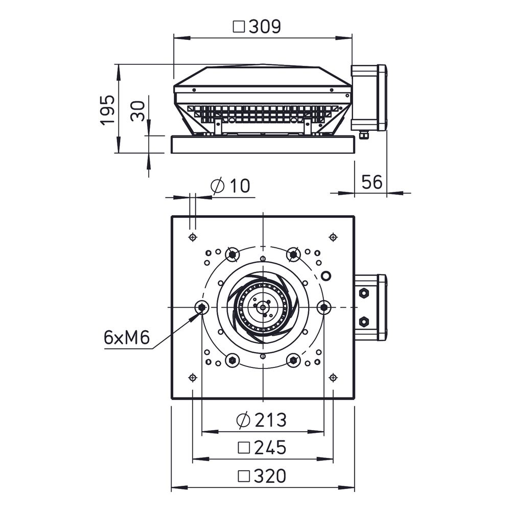 Helios RDW EC 180 Horizontal-Dachventilator DN 180, 1-PH 230V, EC-Motor, 560m3/h, 150W... HELIOS-07125 4010184071259 (Abb. 2)