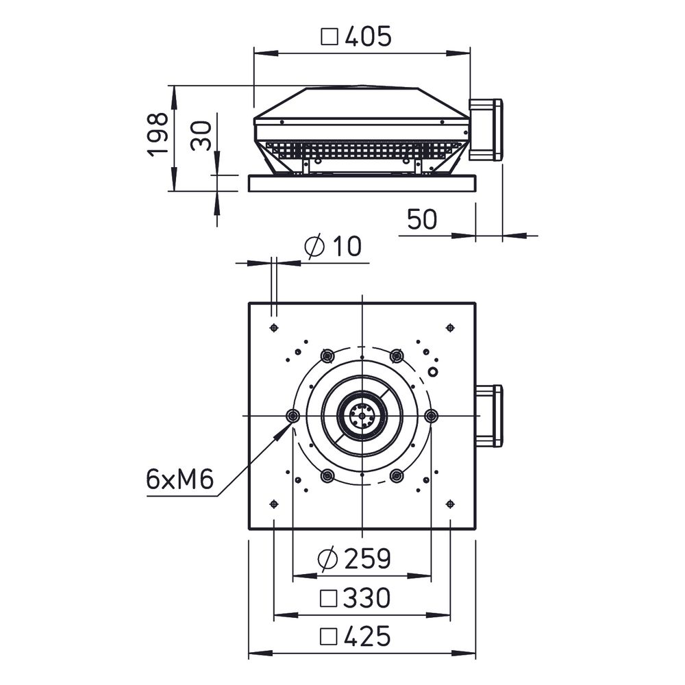Helios RDW 200/2 Radial-Dachventilator horizontal, 1-PH 230V, 2-polig, 1070m3/h, 125W... HELIOS-07176 4010184071761 (Abb. 2)