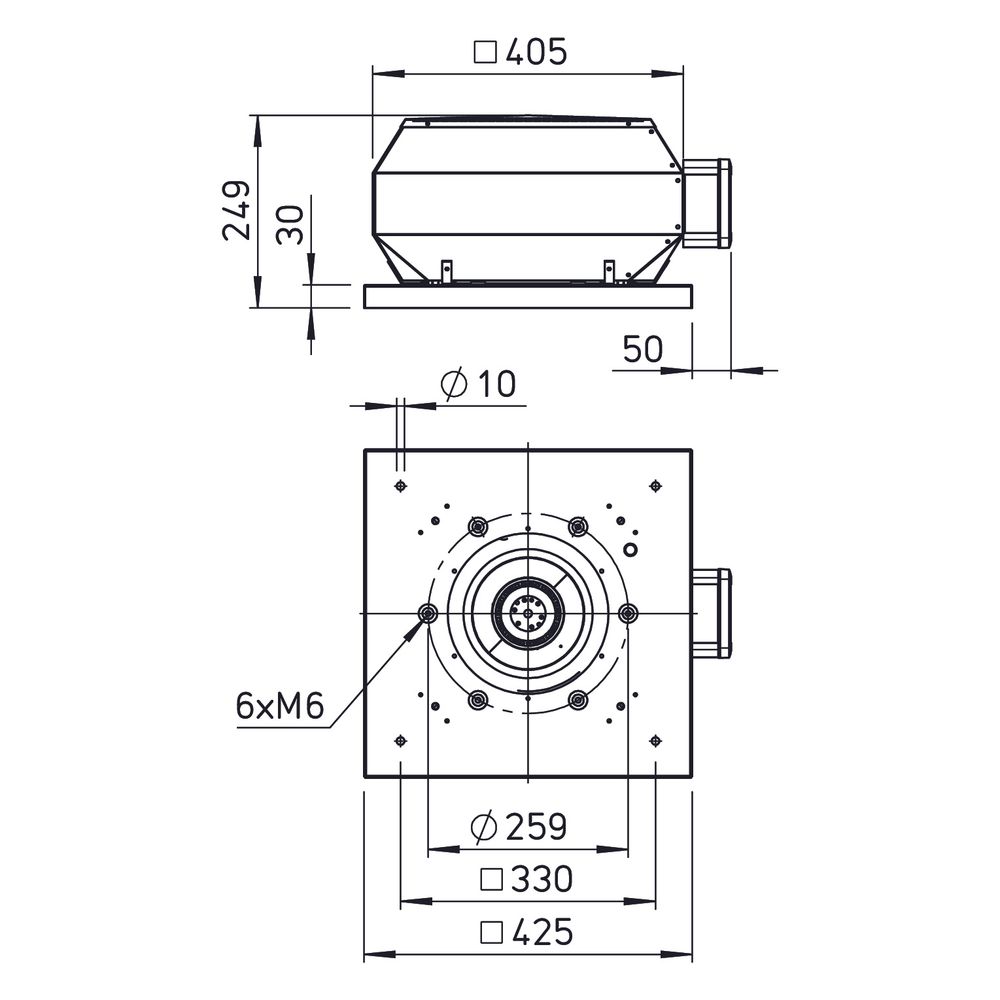 Helios VDW 225/2 Vertikal-Dachventilator 1-PH 230V, 2-polig, 1295m3/h, 185W... HELIOS-07196 4010184071969 (Abb. 2)
