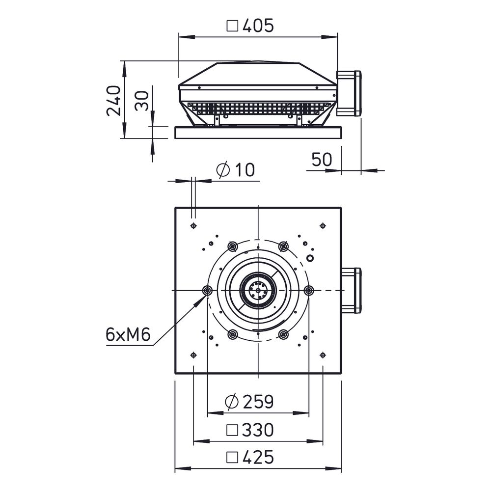 Helios RDW EC 225 A Horizontal-Dachventilator DN 225, 1-PH 230V, EC-Motor, 1437m3/h, 150W... HELIOS-07262 4010184072621 (Abb. 2)