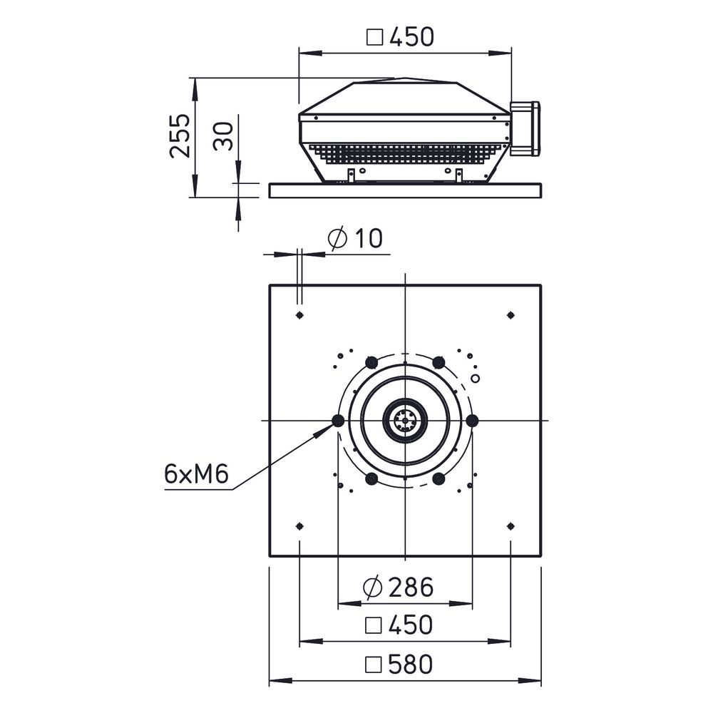 Helios RDW 250/4 Radial-Dachventilator horizontal, 1-PH 230V, 4-polig, 920m3/h, 63W... HELIOS-07264 4010184072645 (Abb. 2)