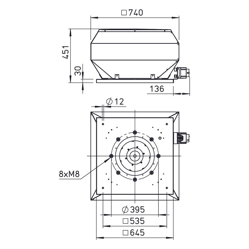 Helios VDD 355/4 EX Vertikal-Dachventilator 3-PH 400V, 4-polig, EX, 650W... HELIOS-07327 4010184073277 (Abb. 2)