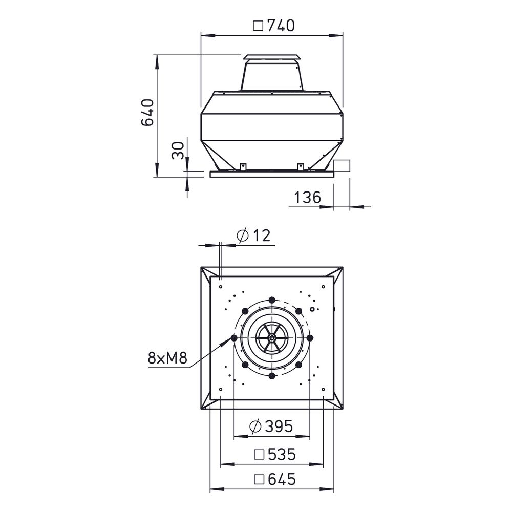 Helios VDD 355/4 T120 Vertikal-Dachventilator 3-PH 400V, 4-polig, bis 120 Grad Fördermitt... HELIOS-07336 4010184073369 (Abb. 2)