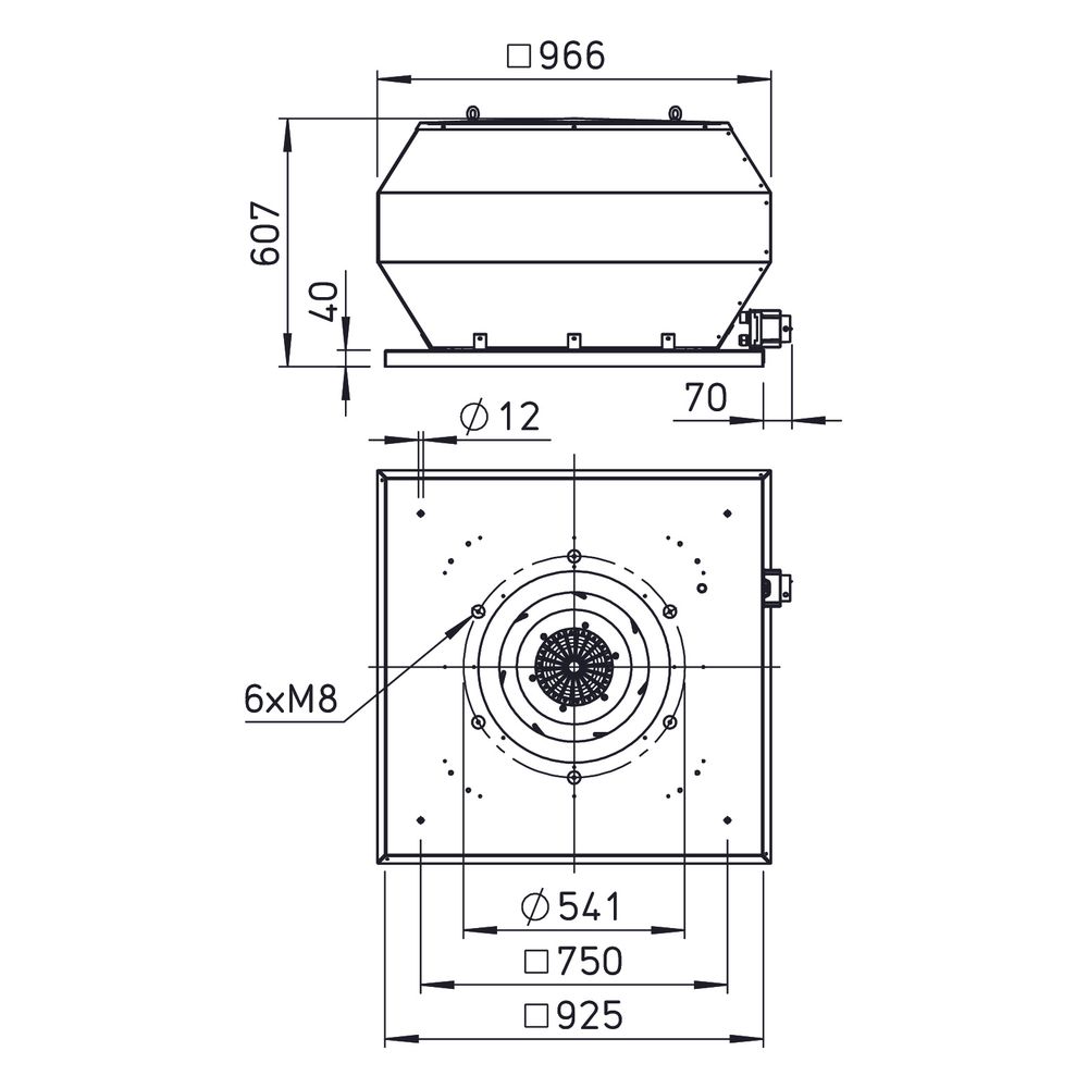 Helios VDD EC 500 A Vertikal-Dachventilator 3-PH 400V, EC-Motor, 11100m3/h, 2,45kW... HELIOS-07424 4010184074243 (Abb. 2)