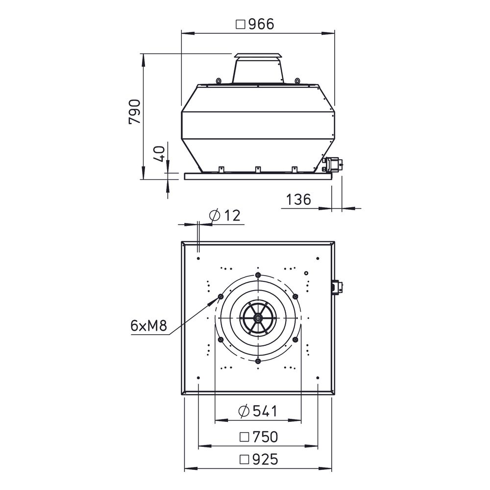 Helios VDD 500/4 T120 Vertikal-Dachventilator 3-PH 400V, 4-polig, bis 120 Grad Fördermitt... HELIOS-07418 4010184074182 (Abb. 2)
