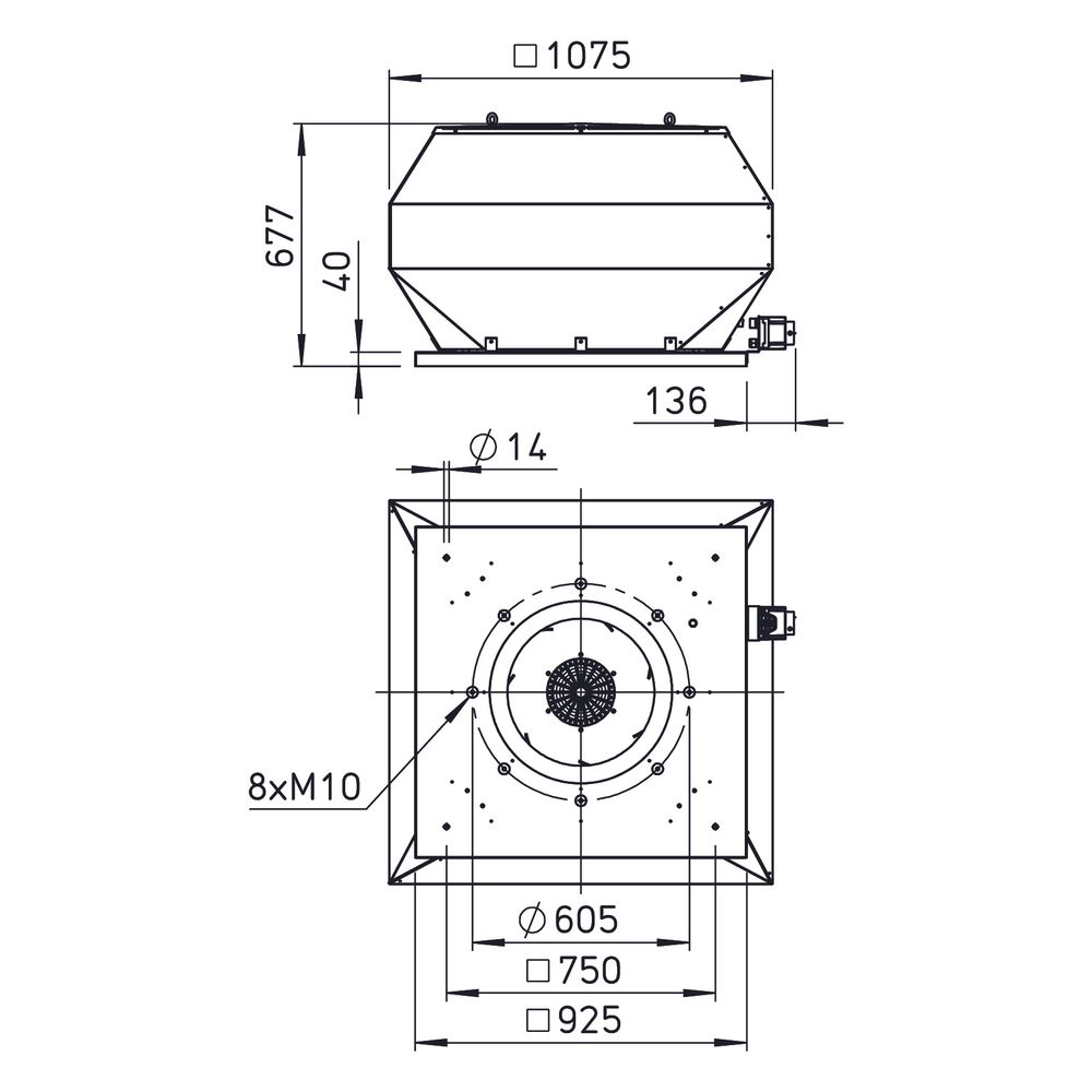 Helios VDD EC 560 Vertikal-Dachventilator 3-PH 400V, EC-Motor, 12380m3/h, 2,4kW... HELIOS-07433 4010184074335 (Abb. 2)
