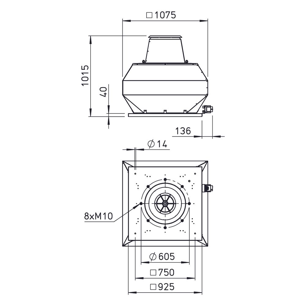 Helios VDD 560/6 T120 Vertikal-Dachventilator 3-PH 400V, 6-polig, bis 120 Grad Fördermitt... HELIOS-07439 4010184074397 (Abb. 2)