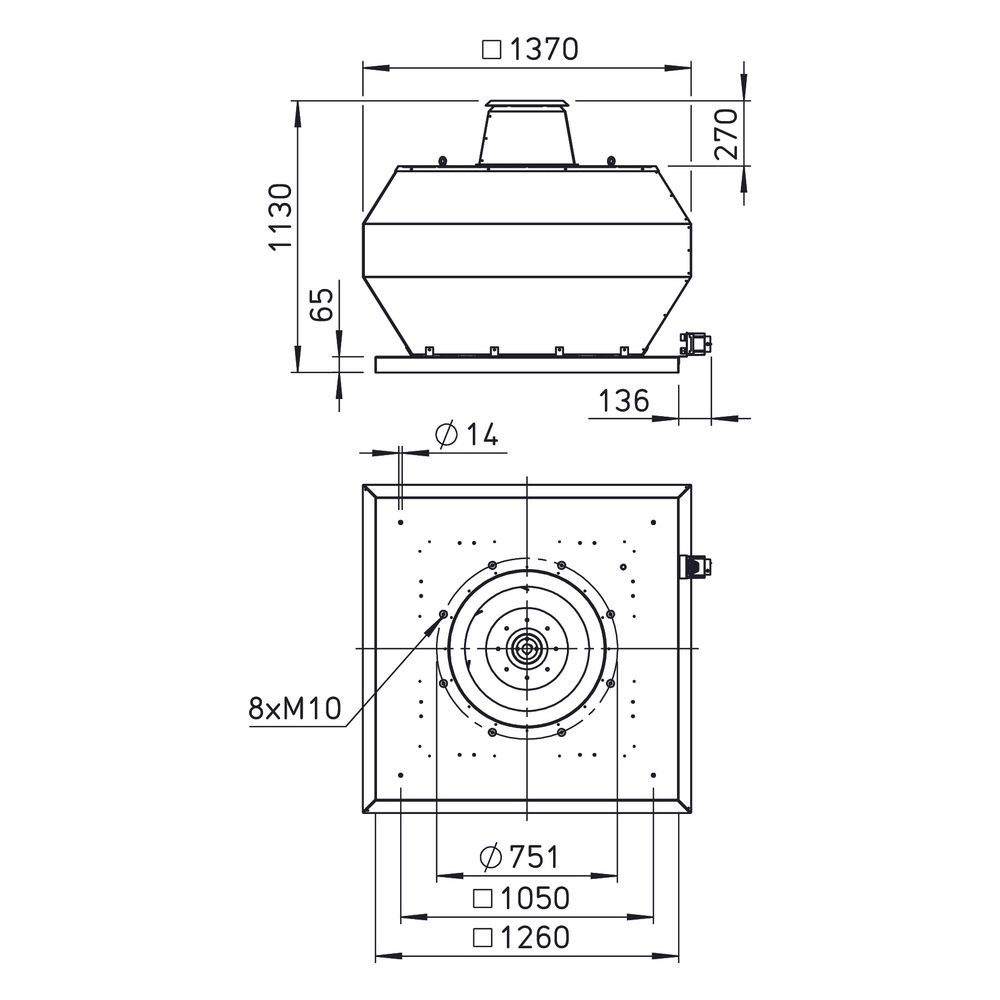 Helios VDD 710/6 Vertikal-Dachventilator 3-PH 400V, 6-polig, 400V, 26060m3/h, 4,27kW... HELIOS-07458 4010184074588 (Abb. 2)