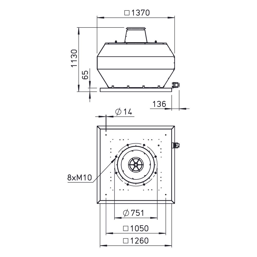 Helios VDD 710/6 T120 Vertikal-Dachventilator 3-PH 400V, 6-polig, bis 120 Grad Fördermitt... HELIOS-07466 4010184074663 (Abb. 2)