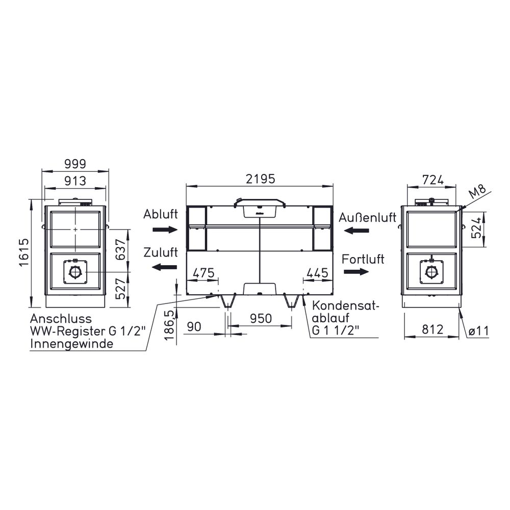 Helios KWL EC 2600 S PRO KWL-Standgerät mit WRG, 900W, 400V, EC-Ventilatoren, el. VHR, Au... HELIOS-08331 4010184083313 (Abb. 2)