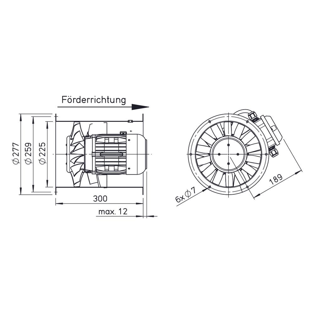 Helios AMW 225/4 Axial-Mitteldruckventilator 1-PH, TK, drehzahlsteuerbar, 965m3/h, 55W, 2... HELIOS-02242 4010184022428 (Abb. 2)