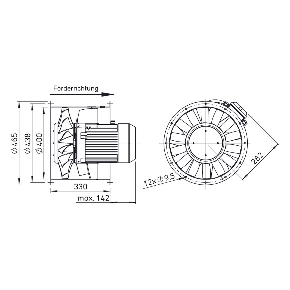 Helios AMD 400/2/2 Axial-Mitteldruckventilator 3-PH, TK zweitourig, Y/Dreieck, 12430m3/h,... HELIOS-02282 4010184022824 (Abb. 2)