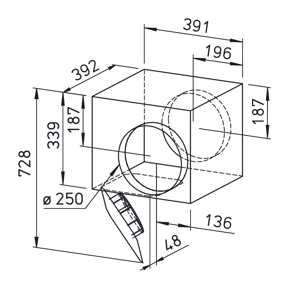 Helios SVS EC 250 SlimVent EC schallgedämpfter Radialventilator DN 250, 1-PH 200-240V reg... HELIOS-06125 4010184061250 (Abb. 2)