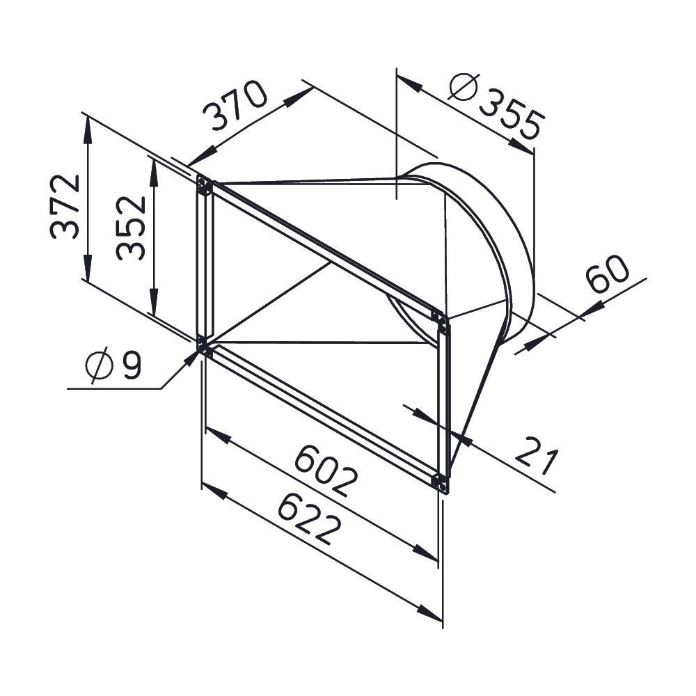 Helios ALB-ÜS 60/35 Übergangsstück symmetrisch für ALB 280/4/60/35 WW/EH auf Rohranschlus... HELIOS-07516 4010184075165 (Abb. 2)