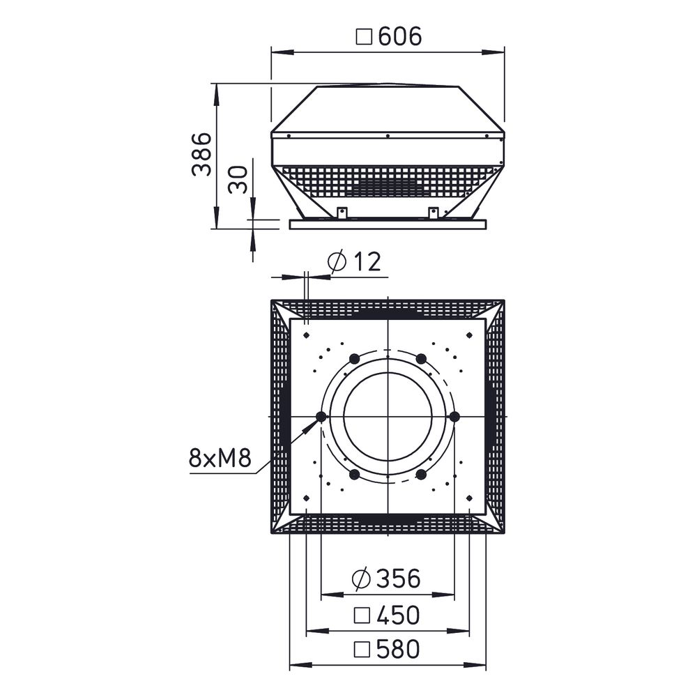 Helios HDH 315 Dachlüftungshaube horizontal, DN 315... HELIOS-07497 4010184074977 (Abb. 2)