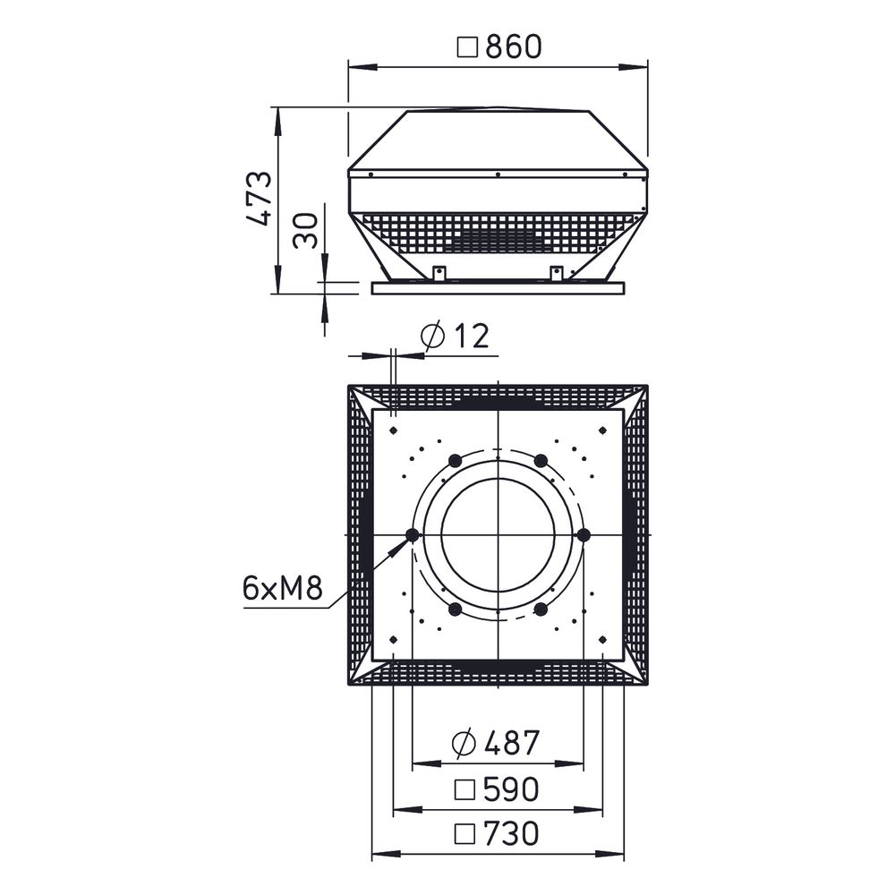 Helios HDH 450 Dachlüftungshaube horizontal, DN 450... HELIOS-07491 4010184074915 (Abb. 2)