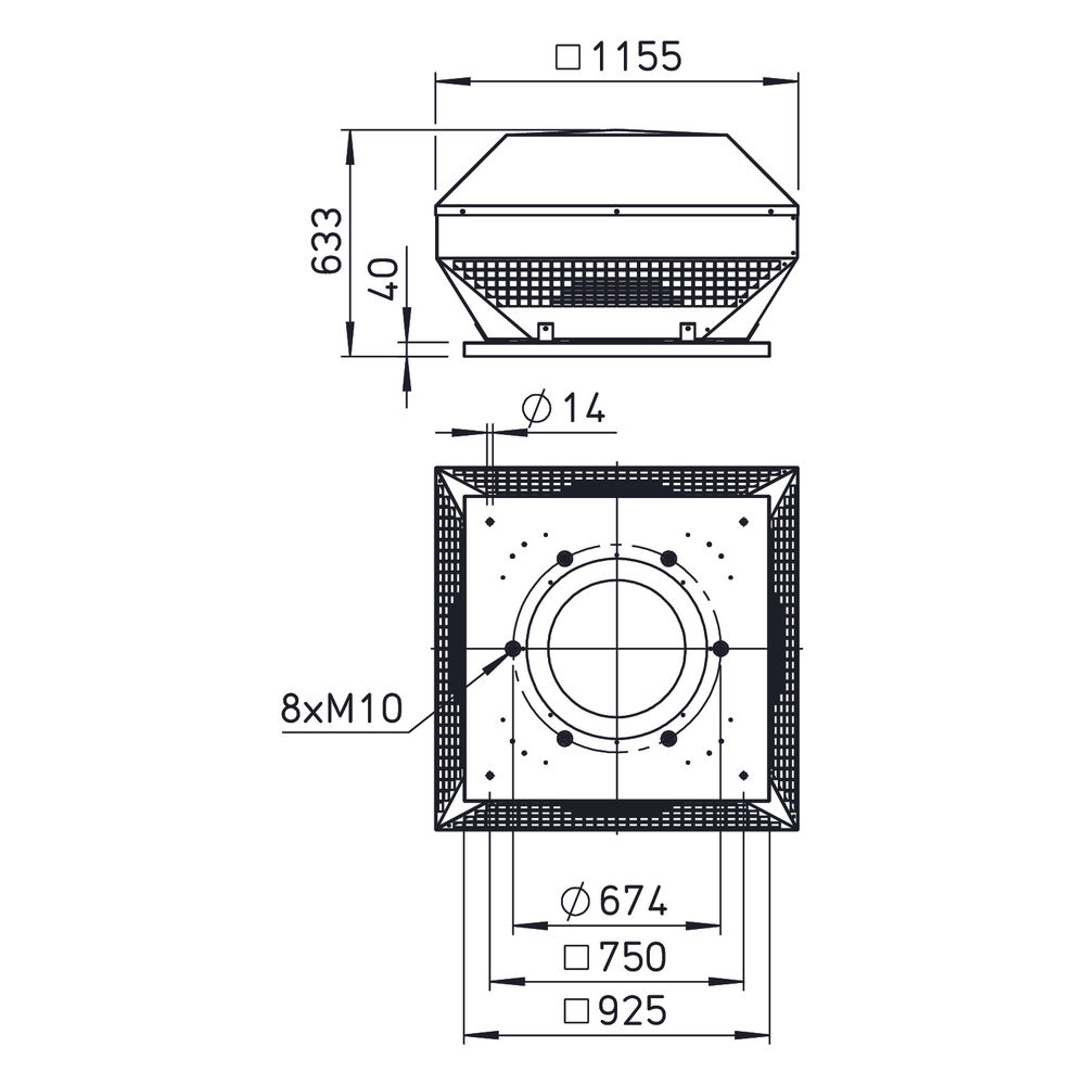 Helios Dachlüftungshaube HDH 630, horizontal, DN 630... HELIOS-07518 4010184075189 (Abb. 2)
