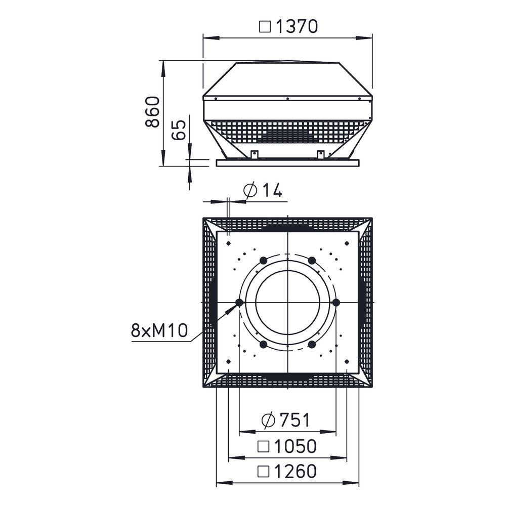 Helios HDH 710 Dachlüftungshaube horizontal, DN 710... HELIOS-07519 4010184075196 (Abb. 2)