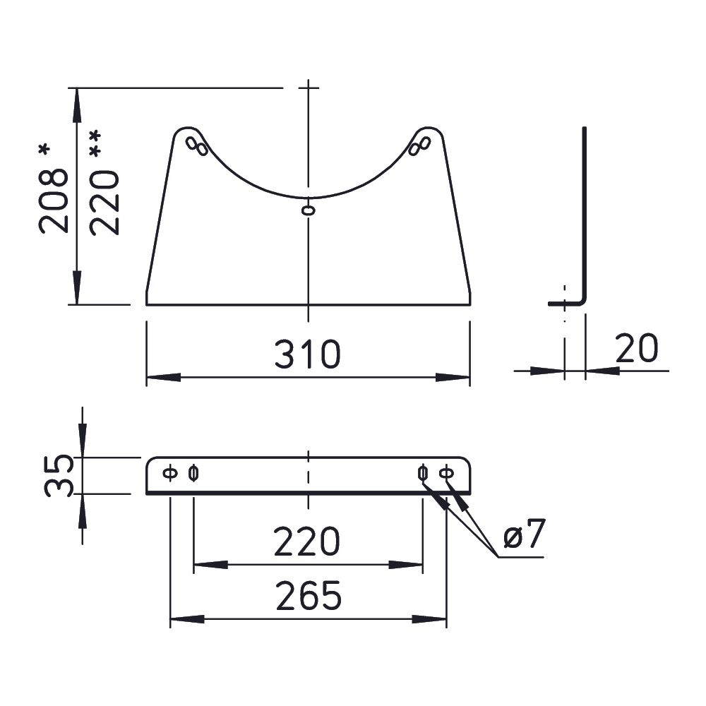 Helios MK 200-225 Montagekonsolen, Stahl verzinkt, 2 Stück... HELIOS-01446 4010184014461 (Abb. 2)